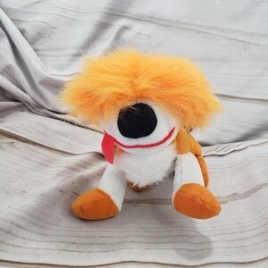 Sesame Street Barkley Orange White Dog Beanbag Plush Toy Tyco Tag 8 Inch 1997